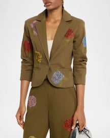 Cinq A Sept Cropped Heatset Roses Blazer at Neiman Marcus