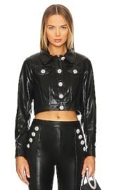 Cinq A Sept Faux Leather Rhinestone Regina Jacket In Black at Revolve