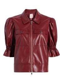 Cinq A Sept Holly puff-sleeve Pocket Jacket Red at Farfetch