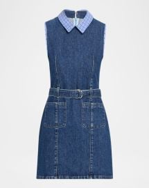 Cinq A Sept Kyra Sleeveless Belted Denim Mini Dress at Neiman Marcus
