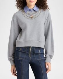 Cinq A Sept Lavina Mixed Media Pullover Sweater at Neiman Marcus