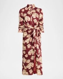 Cinq A Sept Mae Bouquet Jacey Tie Waist Midi Dress at Neiman Marcus