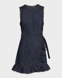 Cinq A Sept Mahlia Guipure Lace Denim Mini Dress at Neiman Marcus