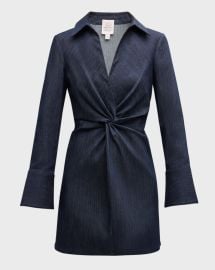 Cinq A Sept Mckenna Twisted Denim Long Sleeve Mini Dress at Neiman Marcus