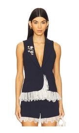 Cinq A Sept Roxie Vest In Navy Ivory at Revolve