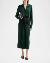 Cinq A Sept Seferina Draped Long Sleeve Jersey Dress at Neiman Marcus
