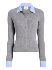 Cinq A Sept Soma Ribbed Buttoned Cardigan Grey at Farfetch