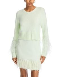 Cinq Sept Briana Feather Trim Crewneck Sweater Bloomingdales at Bloomingdales