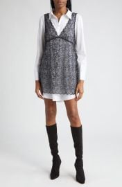 Cinq Sept Catalina Lace Metallic Mixed Media Dress at Nordstrom