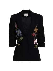Cinq Sept Cheyenne Sequin Embellished Floral Embroidered Scrunched Blazer at Saks Fifth Avenue