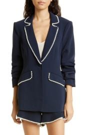 Cinq Sept Gracey Imitation Pearl Trim Blazer at Nordstrom