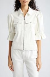 Cinq Sept Holly Ruffle Faux Leather Jacket at Nordstrom