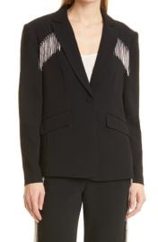 Cinq Sept Ira Crystal Fringe Detail Blazer in Black Size 6 at Nordstrom