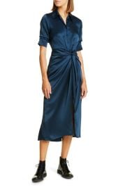 Cinq Sept Jacey Tie Waist Silk Shirtdress at Nordstrom