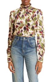 Cinq Sept Jem Tulip Print Long Sleeve Silk Blouse at Nordstrom