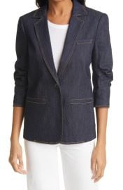 Cinq Sept Khloe Ruched Sleeve Denim Blazer at Nordstrom