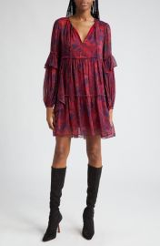 Cinq Sept Livie Floral Long Sleeve Shift Minidress at Nordstrom