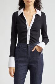 Cinq Sept Lola Ribbed Button-Up Top at Nordstrom