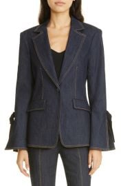 Cinq Sept Lou Tie Cuff Denim Blazer at Nordstrom