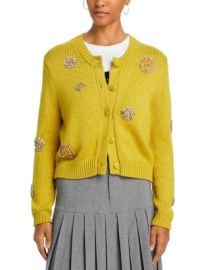 Cinq Sept Polka Dot Rhinestone Embellished Wool Blend Cardigan Bloomingdales at Bloomingdales