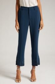 Cinq Sept Rhinestone Crackle Crop Flare Pants at Nordstrom