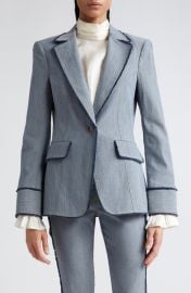 Cinq Sept Sallie Fringe Detail Cotton Blend Denim Jacket at Nordstrom