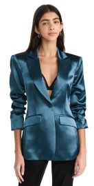 Cinq Sept Smooth Satin Scrunched Cheyenne Blazer Onyx 16 at Shopbop