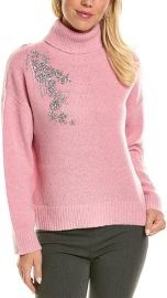 Cinq a Sept Alani Wool Blend Embellished Turtleneck Sweater at Amazon