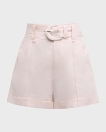 Cinq a Sept Aldi Belted Wide-Leg Linen Shorts at Neiman Marcus