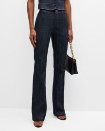 Cinq a Sept Alina Pinstripe Denim Bootcut Pants at Neiman Marcus