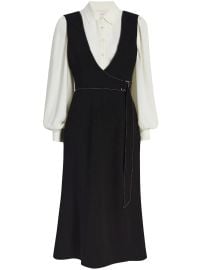 Cinq a Sept Ambre Belted Midi Combo Crepe Shirtdress at Farfetch