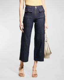 Cinq a Sept Azure Wide-Leg Stitched Pants at Neiman Marcus