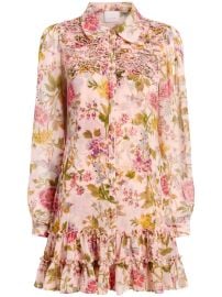 Cinq a Sept Barnes Floral Mini Shirtdress in Soft Pink Multi at Farfetch