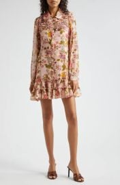 Cinq a Sept Barnes Floral Mini Shirtdress in Soft Pink Multi at Nordstrom