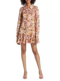 Cinq a Sept Barnes Floral Mini Shirtdress in Soft Pink Multi at Saks Fifth Avenue