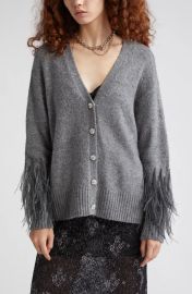 Cinq a Sept Briana Feather Cuff Knit Cardigan at Nordstrom