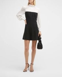 Cinq a Sept Caley Two Tone High Neck Mini Dress at Neiman Marcus