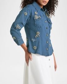 Cinq a Sept Canyon Embellished Denim Shirt Jacket at Neiman Marcus