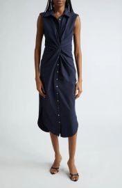 Cinq a Sept Catalina Sleeveless Midi Shirtdress in Navy at Nordstrom