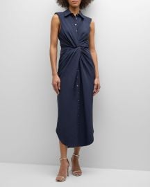 Cinq a Sept Catalina Sleeveless Twisted Midi Shirtdress at Neiman Marcus