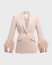 Cinq a Sept Cheyenne Embellished Sequin amp Feather Crepe Blazer at Neiman Marcus