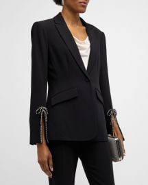 Cinq a Sept Cheyenne Rhinestone Bow Crepe Blazer at Neiman Marcus