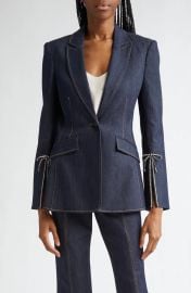 Cinq a Sept Cheyenne Rhinestone Bow Denim Blazer at Nordstrom Rack