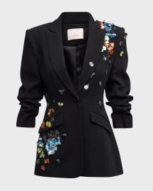 Cinq a Sept Cheyenne Sequin Flower Scrunched Blazer at Neiman Marcus