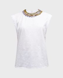 Cinq a Sept Chunky Rhinestone Embellished Muscle Tee at Neiman Marcus