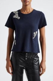 Cinq a Sept Crystal Chrysanthemum Shrunken T Shirt at Nordstrom