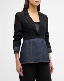 Cinq a Sept Dionne Mixed Media 34-Sleeve Blazer at Neiman Marcus