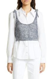 Cinq a Sept Elodie Tie Strap Open Stitch Crop Sweater Tank at Nordstrom Rack