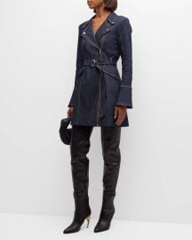 Cinq a Sept Evie Belted Denim Mini Dress at Neiman Marcus