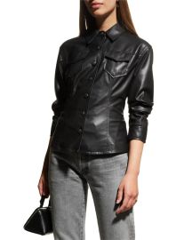 Cinq a Sept Faux-Leather Scrunched Canyon Jacket at Neiman Marcus